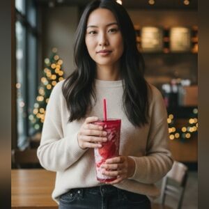 Starbucks Red Diamond Prism Acrylic Tumbler 24oz Venti 2020 Holiday Cup Straw